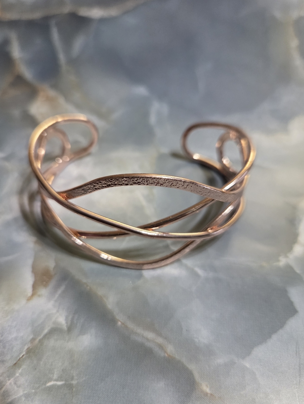 Rose Gold Twisted Open Cuff Bracelet - Women Jewelry